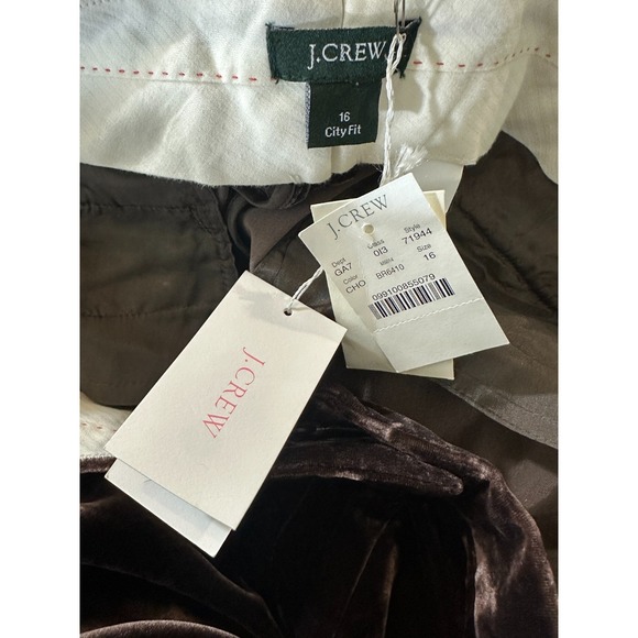 NWT  J. Crew Velvet City Fit Pants Relaxed Straight Leg Brown Size 16 Vtg Y2k - Picture 7 of 15